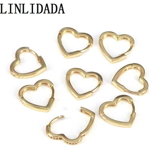 10Pairs CZ heart shape Charm hoop earring for women Gold Color women trendy jewelry