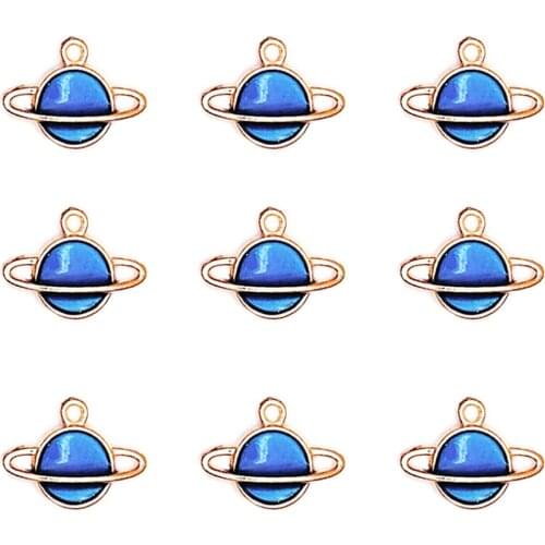 20pcs Alloy Enamel Blue Planet Earring Pendant Charms for Necklace Bracelet Jewelry Making Finding Supplies 12x16.5x2.5mm