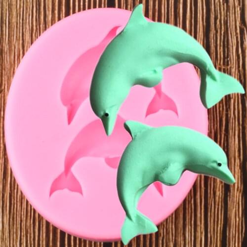 Dolphin Silicone Mold DIY Party Cupcake Topper Fondant Molds Cake Decorating Tools Polymer Clay Candy Chocolate Gumpaste Moulds