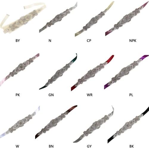 Rhinestone Bridal Waist Belt Satin Ribbon Trim Applique Wedding Dress Gown Decor