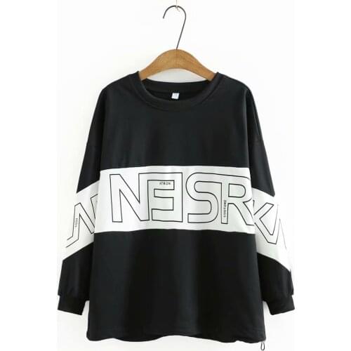 Plus size O-Neck letter print patchwork Womens Sweatshirts 2021 fashion loose spring autum pullover Woman clothes