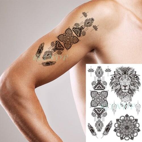 Waterproof Temporary Tattoo Sticker Totem Lion Feather Moon Flower Leaf Animal Fake Tatto Flash Art Tatoo for Kids Women Men