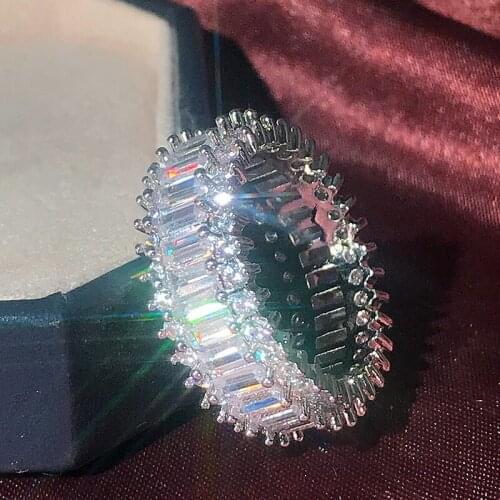 YaYI Jewelry Top Quality Princess Setting Cut Prong White Cubic Zirconia Silver Color Engagement Wedding Party Gift Lovers Rings