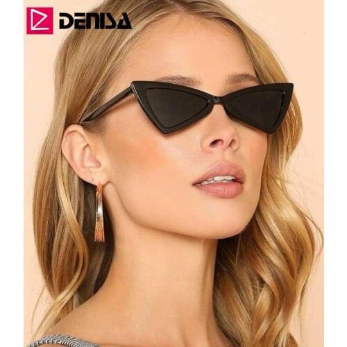 DENISA Fashion Cat Eye Sunglasses Women 2019 Black Glasses Retro Cateye Sunglasses Vintage Yellow Red Shades For Women G18914