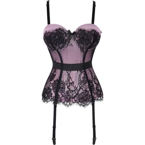 Ladies Sexy Lace Waist Cincher Bustier Corsets Bra Padded Racer Bustiers Top Corsets and Bustier Waist Crop Cincher Bra Top