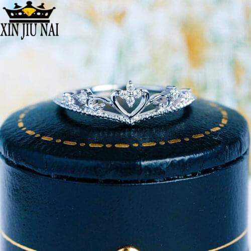 Vintage 925S Silver Drill Hollow Crown Shaped Rings Cubic Princess Rings For Women Party Wedding Jewelry diamond rings for women