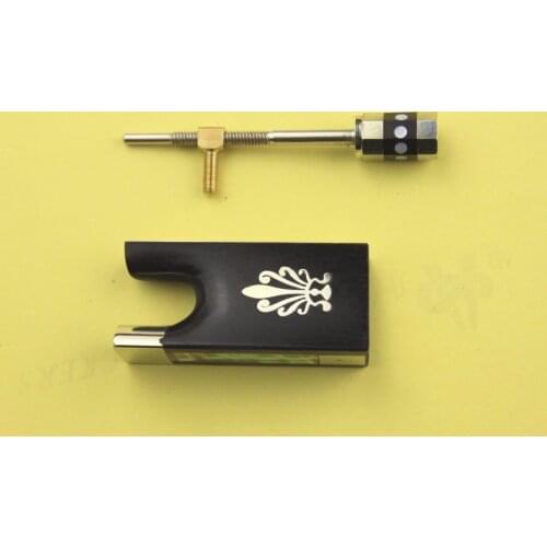 1 set new good ebony violin frog screw 4/4 inlaid peacock flower nickel silver