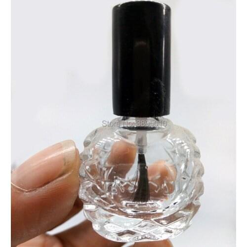 10ml Empty Nail Polish Bottle With Black Small Brush Nail Art Container Glass Nail Oil Bottles F748