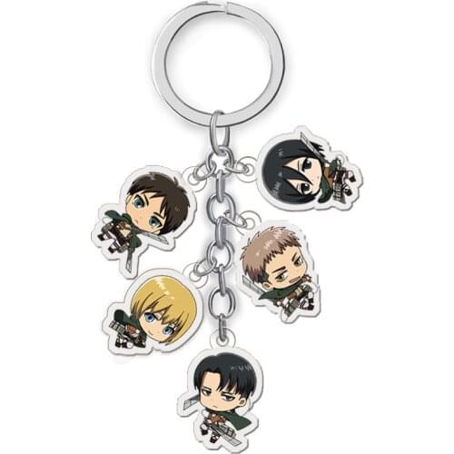 10 Pcs/Lot Japanese style Anime Attack on Titan Acrylic Keychain Keyring Cartoon Pendant Toy Gift