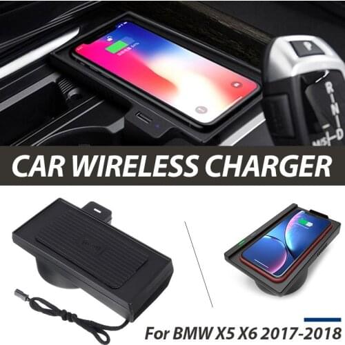 10W Car Mobile phone 15W QI wireless charging Pad Module Car Accessories For BMW X5 X6 F15 2017 2018