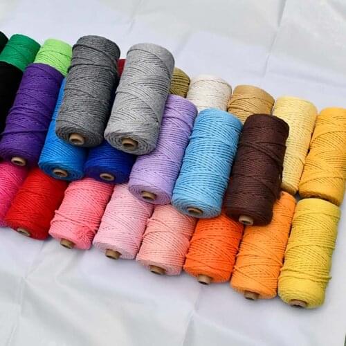 3mm Cotton Cord Rope Beige Twisted Macrame String DIY Home Textile Macrame Cord supplier 110 Yards