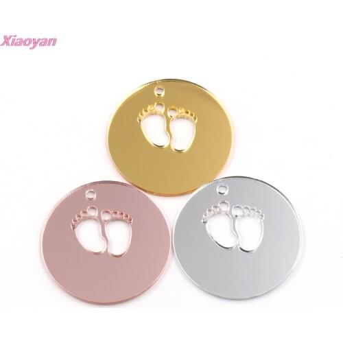 5pcs )50mm New Born Favor Acrylic Birthday Favor Welcome Favors Party DIY Gift Mirror Acrylic Tags