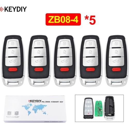 5Pcs/Lot KEYDIY 4 Button Universal KD Smart Key ZB08-4 Car Key Remote Replacement for KD-X2 Fit for More than 2000 Models