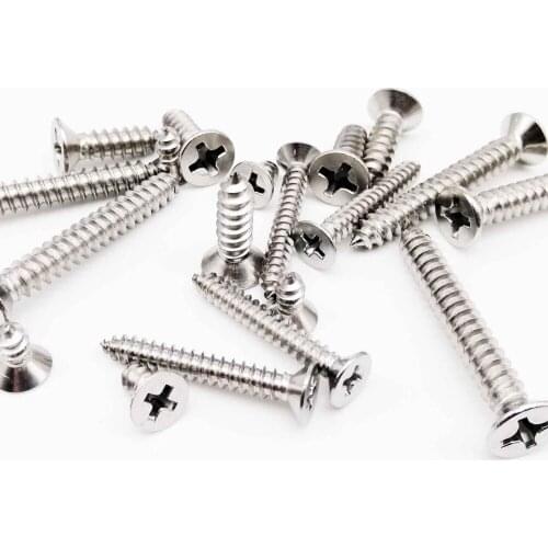 50pcs M1 M1.2 M1.4 M1.7 M2 M2.6 M3 M3.5 M4 Mini 304 stainless steel Cross Phillips Flat Countersunk Head Self-tapping Wood Screw