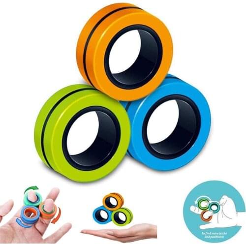 Anti-Stress Magnetic Rings Fidget Unzip Toy Magic RingTools Children Magnetic Ring Finger Spinner Ring Adult Decompression Toys
