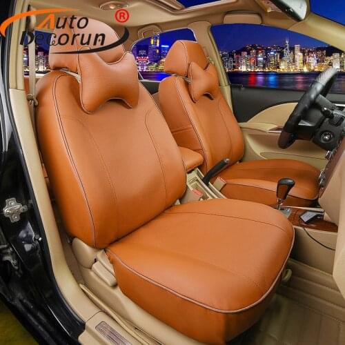 AutoDecorun Custom leather seat covers for Skoda Yeti 2015 accessories car seat cover sets seat cushion cover supports 18PCS/set