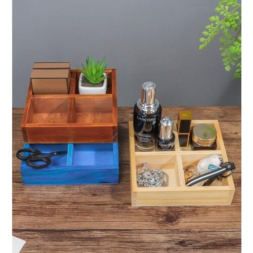 1pc Wooden Table Sundries Container Cosmetics Organizer Jewelry Storage Box Home Decor Storage Box Wooden Jewelry Holder