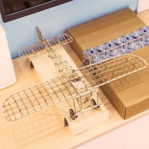 DWH VX14 1:23 Scale 380mm Wingspan Airplane Static Wooden DIY Building Model Bleriot XI Aeroplane 3D Puzzles DIY Aircraft Kit