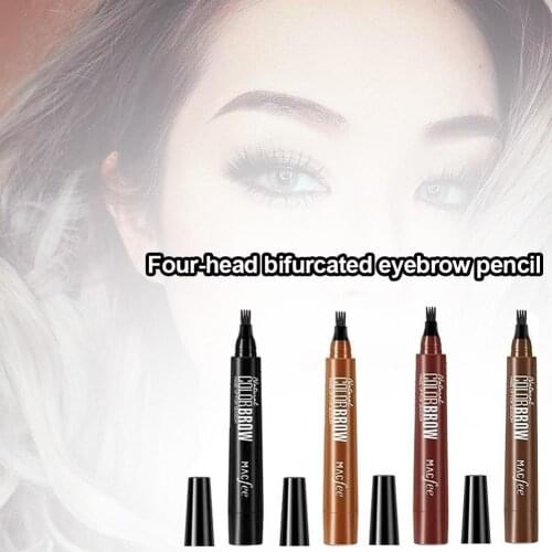 Eyebrow Pencil Sweat-Proof Eyebrow Pencil Makeup Pen For Filling In Sparse Areas 4 Fork Tip Eyebrow Tattoo Pencil Cosmetic