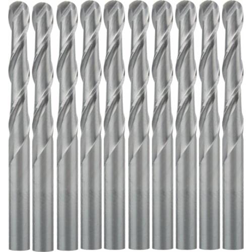 10pcs 3.175mm 1/8" Shank 2 Flute Ball nose End Mill Cutter CNC Bit 3.175X15mm