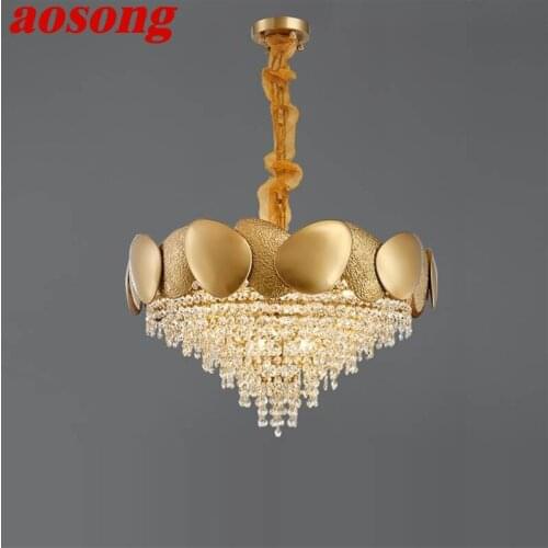 AOSONG Chandelier Creative Pendant Lamp Fixtures Postmodern LED Gold Light for Home Living Dining Room