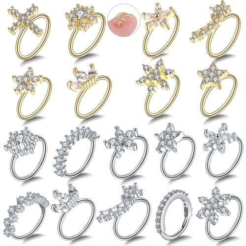 20G 1Pc Creative Nose Ring Piercing Zircon Nose Ring Hoop Septum Clicker Ear Cartilage Tragus Piercing Daith Earring Body Jewelr