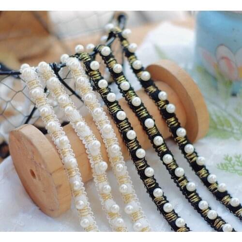 3meter Black and White Wool Pearl Lace Handmade DIY Lace Accessories Clothes Sleeves Neckline Decoration Beading Accessories