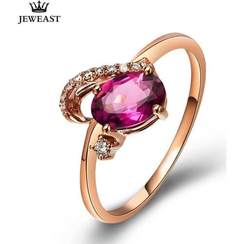 LSZB Natural red tourmaline 18K Pure Gold 2020 New Hot Selling Top Ring Women Ring For Ladies Woman Genuine Jewelry