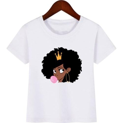 Fashion Kids 2021 Black Girl Printed Summer Short Sleeve Top Tees Melanin Poppin Queen Art Clothing Girls Toddler T Shirt