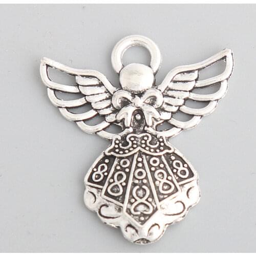 RAINXTAR Fashion Alloy Cute Angel Charms Jewelry Making Accessories 24*27mm 100pcs AAC468