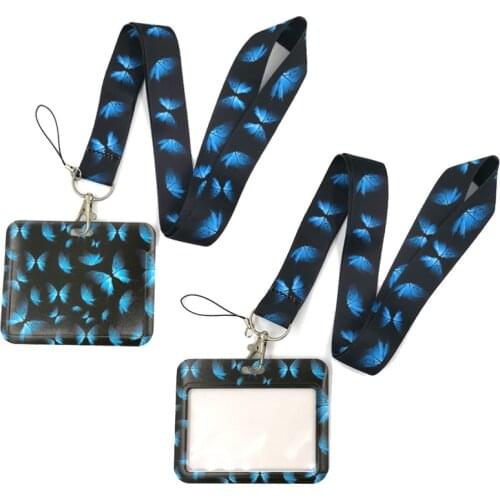 Art Butterfly Monarch Art Cartoon Anime Fashion Lanyards Bus ID Name Work Card Holder Accessories Decorations Kids Gifts
