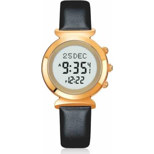 Muslim Watch with Adhan Prayer Alarm Qibla Direction for Woman AL-Harameen Azan Clock for Lady With Extra Genuine Leather Strap