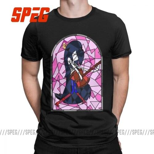 Mens T-Shirt Stained Glass Marceline 100% Cotton Tee Shirt Short Sleeve Adventure Time T Shirts Crewneck Clothing Birthday Gift