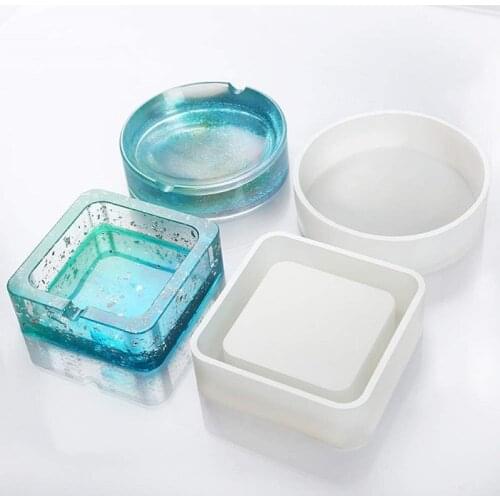 New Mirror Ashtray Silicone Mold Crystal Epoxy UV Resin Plastic Manual Flower Container Glossy Polished DIY Crafts
