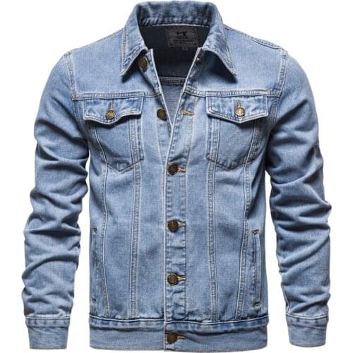 2021 New Solid Casual Cotton Denim Jacket Men Plus Size M-5XL Lapel Single Breasted Jeans Jacket Men Autumn Slim Fit Jackets