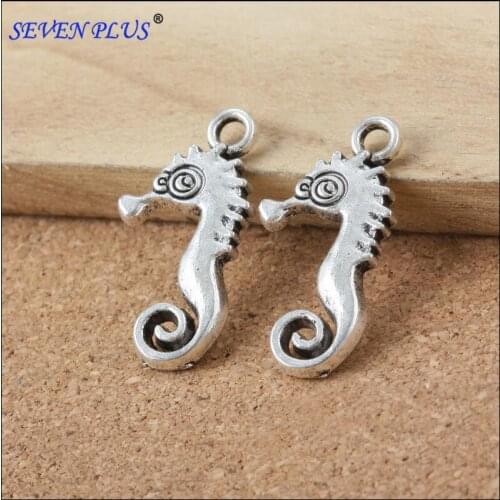 High Quality 20 Pieces/Lot 30mm*15mm Antique Silver Plated Animals Seahorses Charms Pendants