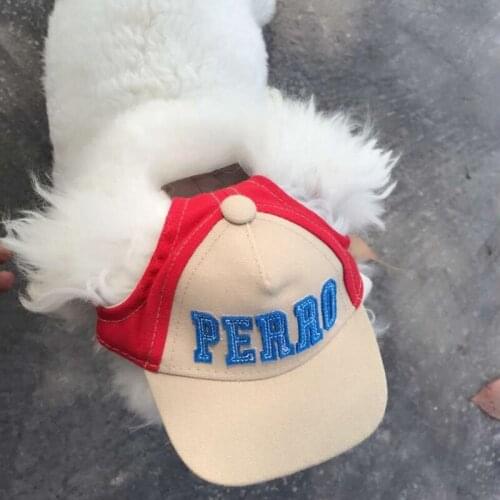 Pet Dog Hat Sun Cap Adjustable Sports Hat Visor Caps Pet Baseball With Ears Holes And Chin Strap Dogs And Cats Seat-Belt Buckles