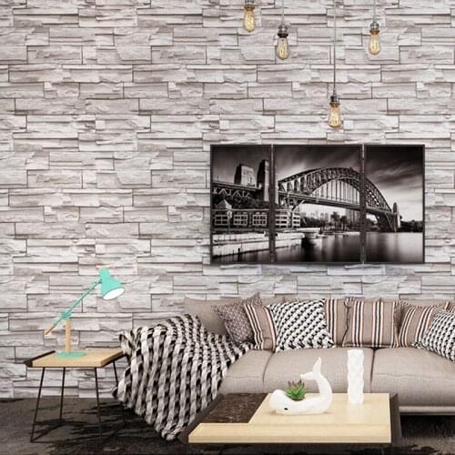 Vintage 3D Brick Wallpaper Gray Brick Wall Sticker Decoration Living Room Bedroom Sofa Background Wall PVC Waterproof Wall paper