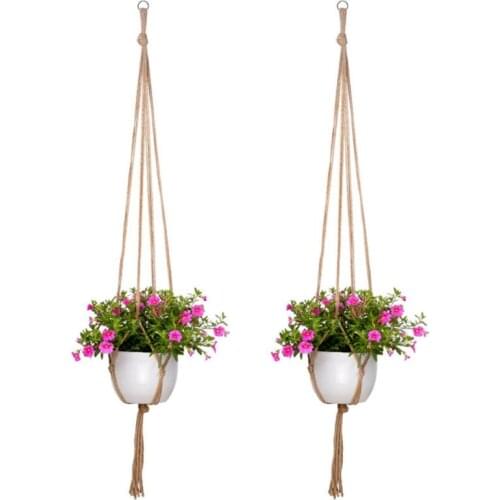New Retro Rope Macrame Plant Hanger Flower Plant Pot Holder Hanging Rope Basket Handmade Fine Hemp Rope Net Plant Lanyard