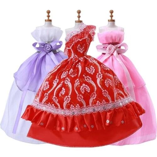 Handmade Wedding Princess Dress Doll Clothes Ball Gown Elegant Layer Skirt Party Clothes for Doll Accessories