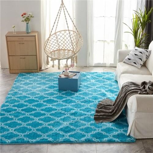 Nordic style blue carpet long hair coffee table living room bedroom rug simple home crawling mat outdoor picnic rug La alfombra