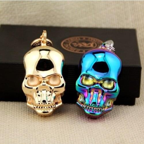 USB Lighter Personality Fashion Metal Skull Shape Keychain Rechargeable Lighter Cigarette Accessories Men And Women Gifts