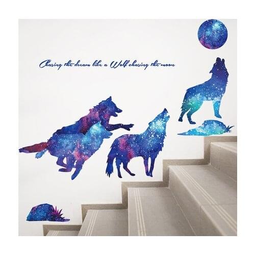 Wolves Ink Star Wall Sticker Living Room Decoration Sofa Background Wall Bedroom Self-adhesive Wallpaper Team Inspiring Posters