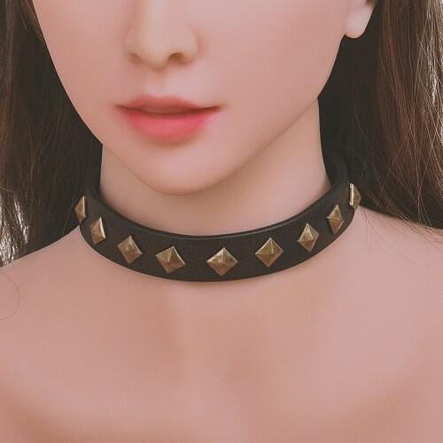 High Level Sexy Rivet Alternative Metal Cowhide Collar Padlock Choker Slave Costume BDSM Bondage Necklace Neckband Sex Toys 18