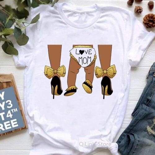 Love Mom Mother And Baby Kids Print Funny Graphic T Shirts Women Summer Clothes Top Female T-Shirt Femme Mothers Day Gift Tshirt