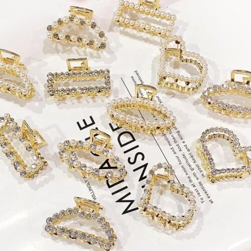 New fashion Woman Elegant Geometric Pearl Rhinestone Hairpins Hair Clips Alloy Barrettes Girls Hair Accessories Headwear