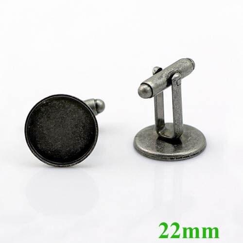 Antique Silver Plated Bezel tray Settings Cuff Links Cufflinks Bases Blank Findings fits 22mm Round stone Cabochons Wholesale