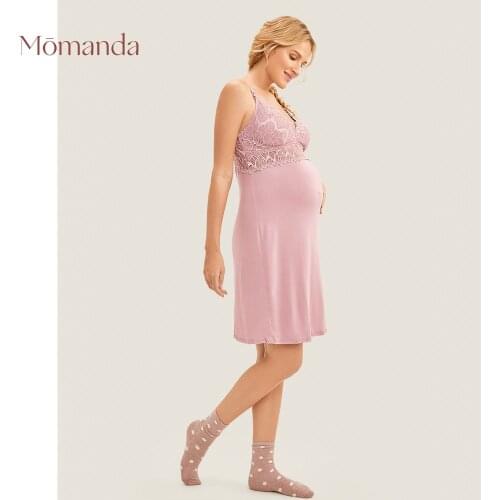MOMANDA Womens Maternity Nursing Nightgown Nightdress Lace Breastfeeding Dress