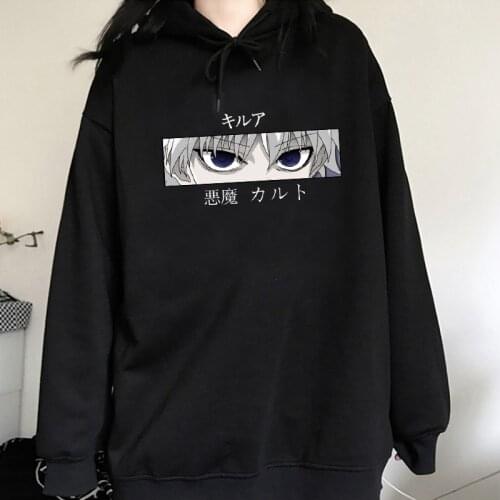 Oversize hoodie Hunter X Hunter pullover womens sweatshirt Japanese anime Killua Zoldyck Devil Eye print hoodie Streetwear top
