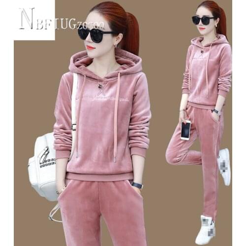 2020 Do Exercise Women Sets Hooded Sweatshirts And Elastic Waist Pants Female Sets